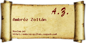 Ambróz Zoltán névjegykártya